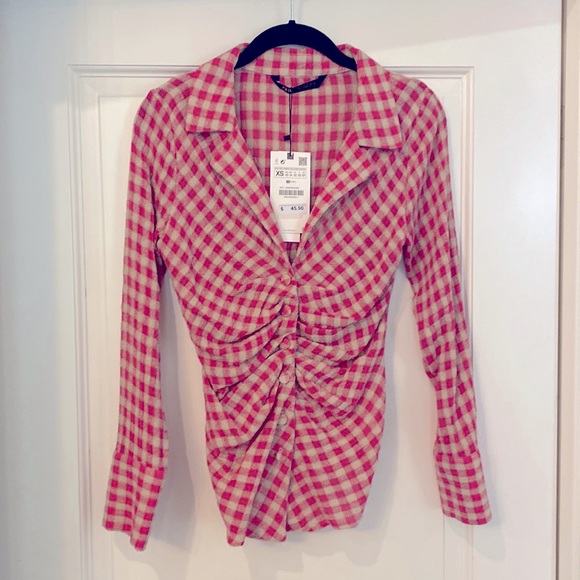Zara gathered check top size XS - Picture 2 of 3